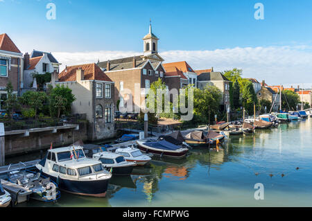 Scenic Dutch yacht harbor in Dordrecht, the Netherlands Stock Photo