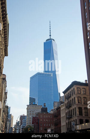 New York, Usa: view of the One World Trade Center, main building of the rebuilt World Trade Center complex destroyed in the terrorist attacks of 9/11 Stock Photo