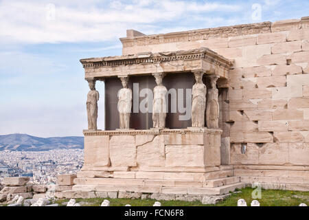 The Erechtheion is an ancient Greek temple on the north side of the Acropolis of Athens in Greece.