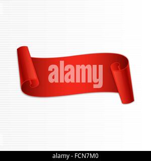 Abstract red curved paper banner for your design Stock Vector