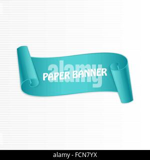 Abstract turquoise curved paper banner for your design Stock Vector