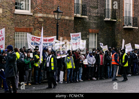 London, UK. 23rd January, 2016. Protesters Outside Sudanese Embassy, protes against atrocities in Darfur. Credit:  Paul Grove/Alamy Live News Stock Photo
