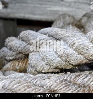 Pile of rigging from a fishing boat Stock Photo