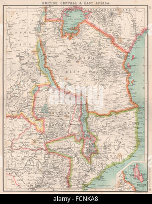 GERMAN EAST AFRICA WITH ZANZIBAR Map about 1890 Stock Photo - Alamy