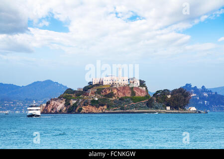 Alcatraz island from San Francisco bay Stock Photo