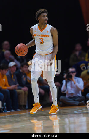 Knoxville, Tennessee, USA. 23rd  January, 2016. Robert Hubbs III #3 of the Tennessee Volunteers during the NCAA basketball game between the University of Tennessee Volunteers and the University of South Carolina Gamecocks at Thompson Boling Arena in Knoxville TN Tim Gangloff/CSM Stock Photo