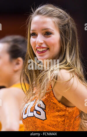 Knoxville, Tennessee, USA. 23rd  January, 2016. Tennessee Volunteers dance team member performs during the NCAA basketball game between the University of Tennessee Volunteers and the University of South Carolina Gamecocks at Thompson Boling Arena in Knoxville TN Tim Gangloff/CSM Stock Photo