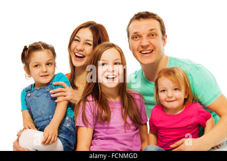 The portrait of happy big smiling family Stock Photo