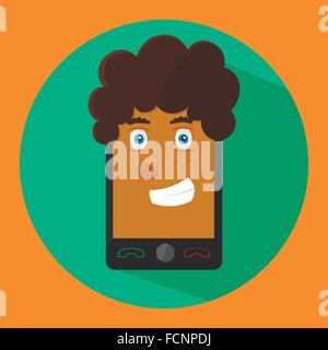 man phone in style flat Stock Vector