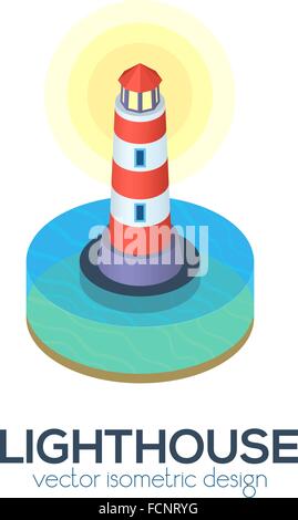Vector isolated isometric lighthouse icon Stock Vector