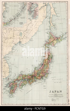 JAPAN: Railways. Inset Tokyo bay. BACON, 1893 antique map Stock Photo