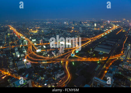 Aerial view of Bangkok city skyline , Thailand