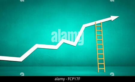 Conceptual image with ladder reaching increasing graph Stock Photo - Alamy