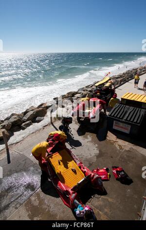 Adelaide Australia. 24th January 2016. Surf and Rescue volunteers prepare dinghy crafts to supervise beachgoers on swimming on choppy seas Credit:  amer ghazzal/Alamy Live News Stock Photo