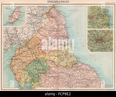 NORTHERN ENGLAND: Cumbs Westm Northumbs Durham Manchester. BARTHOLOMEW, 1898 map Stock Photo