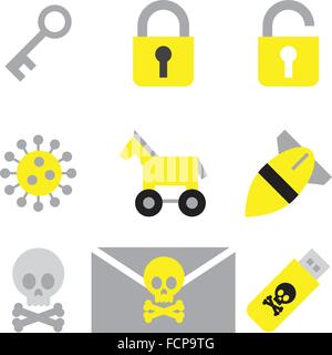 [EPS10] computer security icon set flat style Stock Vector