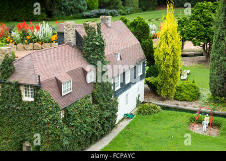 Cockington Green Gardens in Australian Capital Territory, the miniature gardens include english villages and international areas Stock Photo