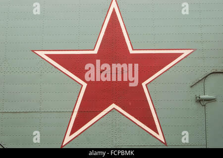 Close up of red star marking on helicopter Stock Photo