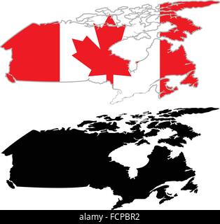Canada map flag on a white background. Vector illustrator. Stock Vector