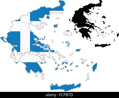 Greece map flag on a white background. Vector illustrator. Stock Vector