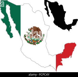 Mexico map flag on a white background. Vector illustrator. Stock Vector