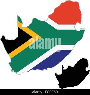 South Africa map flag on a white background. Vector illustrator. Stock Vector