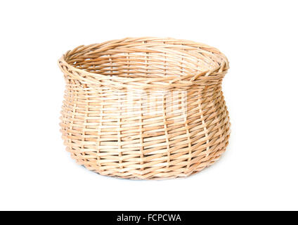 vintage weave wicker basket isolated on white background Stock Photo