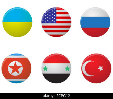 Set icon county. Ukraine and russia, syria and north korea, turkey and america. Vector art abstract unusual fashion illustration Stock Photo