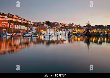 Brixham Harbour; Night; Devon; UK Stock Photo