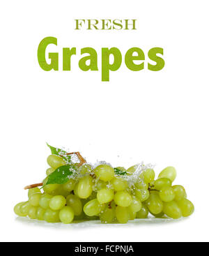 Fresh grapes in water splash on white Stock Photo