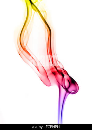 textured of colorful incense smoke on white background Stock Photo