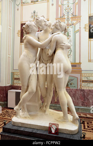 'The Three Graces' by Antonio Canova in the State Hermitage museum, St Petersburg, Russia. Stock Photo