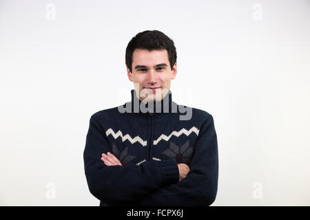 portrait of young man, wearing winter pullover Stock Photo