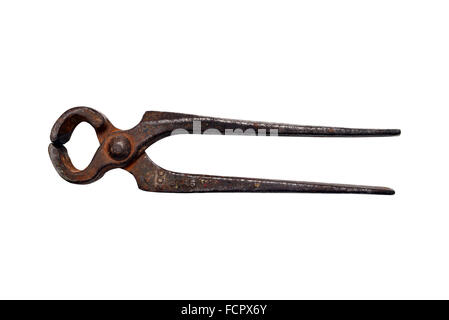 old tongs claw carpenter isolated white background Stock Photo