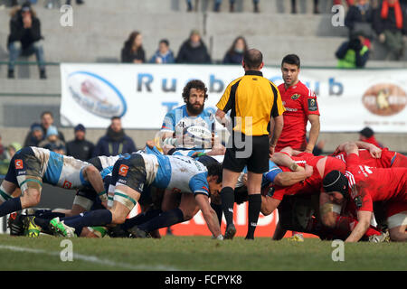 Treviso, Italy. 24th January, 2016. Treviso's player Alberto Lucchese looks during Rugby Champions Cup match  between Benetton Treviso and Munster Rugby on 24th January, 2016 at Monigo Stadium. Credit:  Andrea Spinelli/Alamy Live News Stock Photo