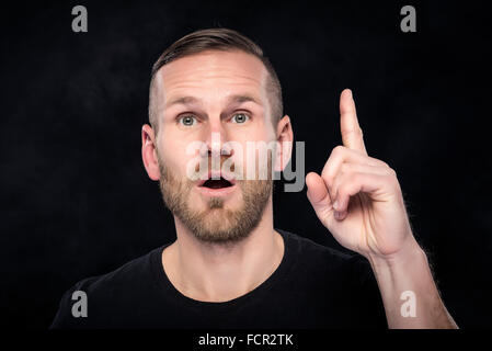 Man shows thumb up. Stock Photo