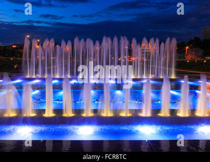 New fountain near new National Library in Zagreb, Croatia. Stock Photo