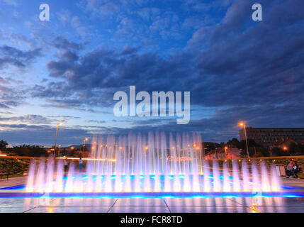 New fountain near new National Library in Zagreb, Croatia. Stock Photo