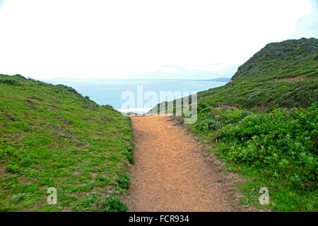 Alamere Falls hiking trail and coastline in Point Reyes National Seashore in Marin County, California Stock Photo