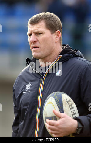 Treviso, Italy. 24th January, 2016. Benetton Treviso's Head Coach Marius Goosen during Rugby Champions Cup match  between Benetton Treviso and Munster Rugby on 24th January, 2016 at Monigo Stadium. Credit:  Andrea Spinelli/Alamy Live News Stock Photo