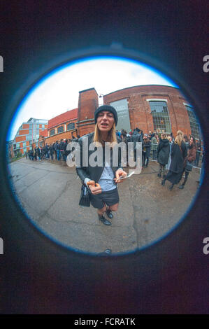 London, UK, 24 January 2016, Large crowds as Annie Liebowitz photo exhibition 'Women' opens at the Wapping Power Station in the east end near the Thames. Credit:  JOHNNY ARMSTEAD/Alamy Live News Stock Photo