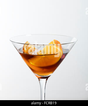 classic vermouth red with orange slice on a white background Stock Photo