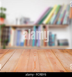 Blurred picture of shelves with books Stock Photo