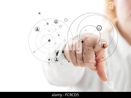 Hand pressing buttons Stock Photo