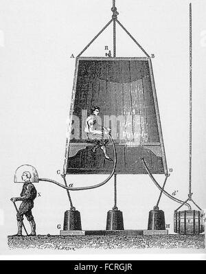 EDMOND HALLEY (1656-1742)  English astronomer and designer of an air system for a diving bell as shown in  the Philosophical Transactions journal Stock Photo