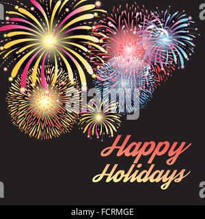 bright colorful festive background with different luminous fireworks Stock Vector