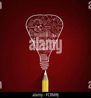 Idae concept image with pencil drawing light bulb Stock Photo