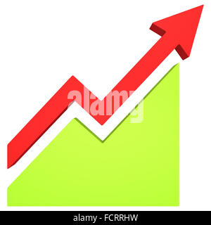 3d red arrow and green chart Stock Photo