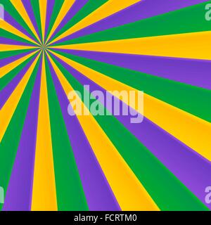 Green, yellow and violet rays carnival background Stock Vector