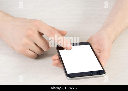 Smartphone in male hands, isolated Stock Photo
